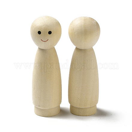 未完成の木製ペグ人形が装飾を表示します  絵画工芸アートプロジェクト用  ベージュ  21.5x70.5mm WOOD-E015-01D-1