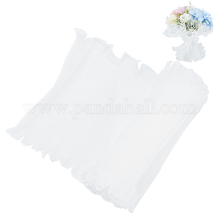 ポリエステルプリーツリボン  プラスチック模造パールビーズエッジリボン  花束の装飾用  ホワイト  11インチ（280mm）  約4.37ヤード（4m）/ pc OCOR-WH0058-79-1
