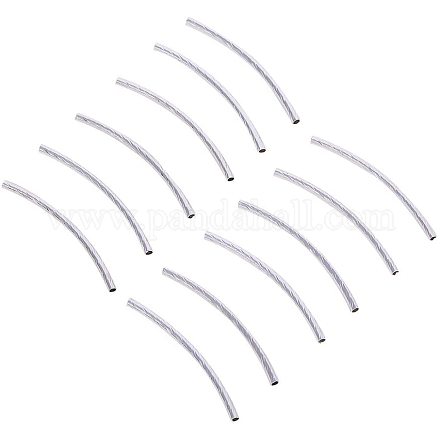PandaHall Elite 200pcs 35mm Curved Noodle Tube Beads Sleek Silver Twist Curved Long Tube Spacer Beads for DIY Jewelry Making KK-PH0036-17-1