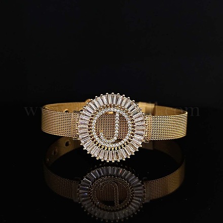 Латунные браслеты с микропаве из прозрачных кубических цирконий для женщин FS-WGA7409-31-1