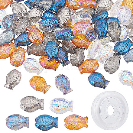 Sunnyclue 1 boîte de 5 couleurs de perles en verre de poisson DIY-SC0020-12A-1
