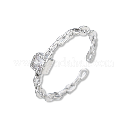 Clear Cubic Zirconia Open Cuff Ring for Women RJEW-N039-06P-1