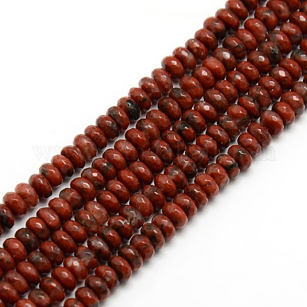 Natürliche rote Jaspis-Rondell-Perlenstränge G-M065-4mm-10-1