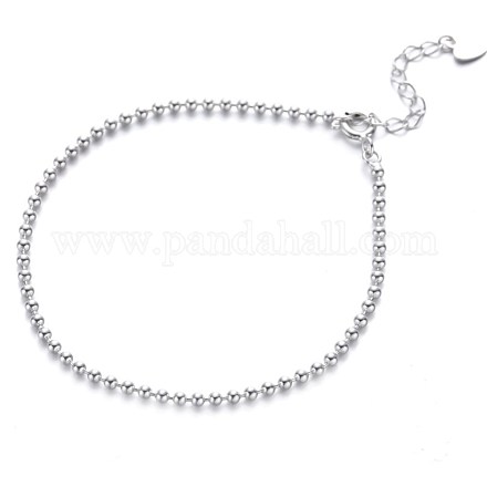Bracelet chaîne boule en argent sterling 2.4g 925 pour adolescente femme BJEW-BB43388-1