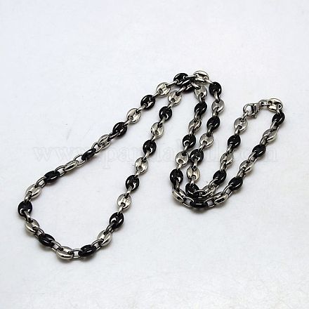 Fashionable 304 Stainless Steel Coffee Bean Chain Necklaces X-NJEW-I008-34C-1