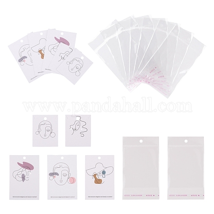 厚紙のアクセサリーディスプレイカード  吊り下げイヤリングディスプレイ用  女性の模様と長方形  女性の模様  ディスプレイカード：100個/箱 DIY-LS0003-91-1