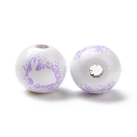 Perles européennes en bois imprimé sur le thème de Pâques WOOD-C002-10A-1