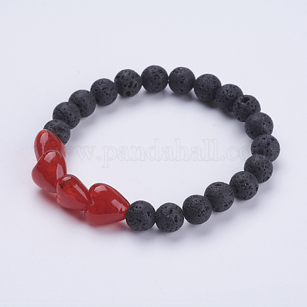 Natural Lava Bead Stretch Bracelets BJEW-JB03499-04-1