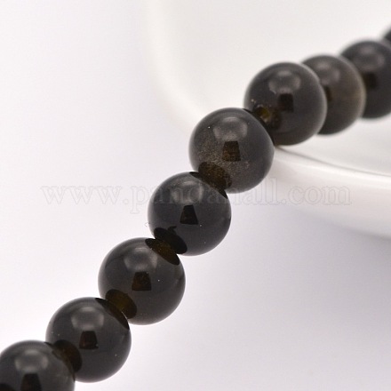 Natural Golden Sheen Obsidian Beads Strands G-P088-41-4mm-1