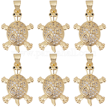 Beebeecraft 1 Box 6Pcs Tortoise Charms 18K Gold Plated Cubic Zirconia Sea Animal Turtle Charms with Closed Jumping Ring for Jewellery Making DIY Bracelet Necklace KK-BBC0010-28-1