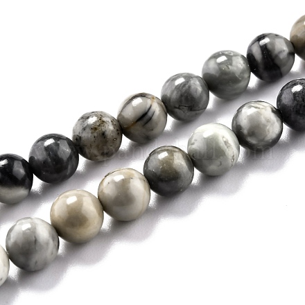 Brins de perles rondes en jaspe polychrome naturel/pierre de Picasso/jaspe de Picasso G-O199-03A-1