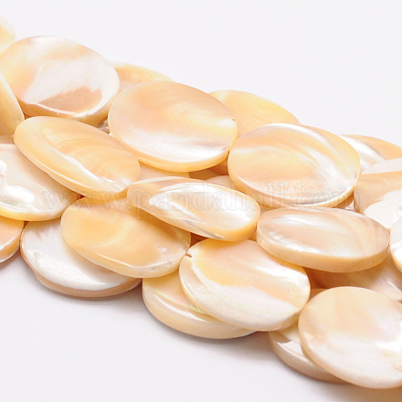 Natürliche ovale Perlenstränge der Muschel SSHEL-M015-02-20x15mm-1