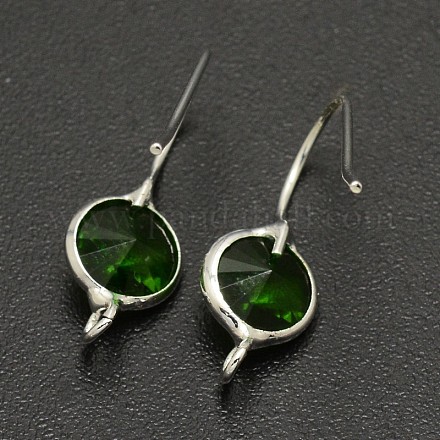 Silver Plated Brass Glass Earring Hooks KK-L117-S05-1