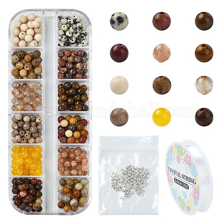 Наборы для самостоятельного изготовления браслетов из круглых бусин из натуральных драгоценных камней DIY-YW0011-52-1