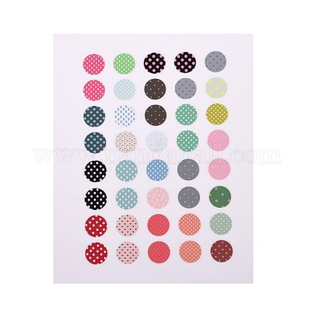 DIY Scrapbooking Bottle Caps Polka Dot Pattern Design Non-Adhesive Paper Stickers Collage Sheets for Clear Flat Round Glass Tile Cabochon Pendants AJEW-L023-06-1