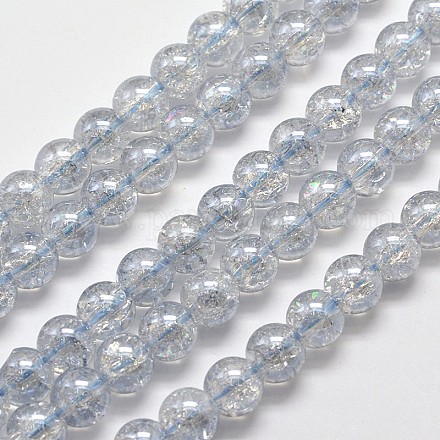 Chapelets de perles de quartz craquelé synthétique électrolytique EGLA-J067-6mm-HR09-1