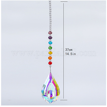 Chakra thème k9 cristal verre grand pendentif décorations HJEW-PW0001-019D-01-1