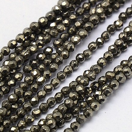 Natürliche Pyrit Perlen Stränge G-L031-2mm-03-1