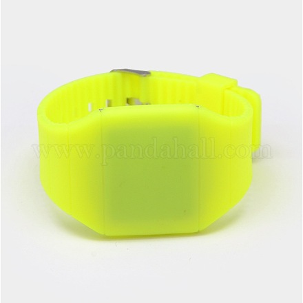 蛍光色ユニセックス学生は電子シリコーン腕時計を導いた  緑黄  38~65x57~68ミリメートル  40ミリメートル X-WACH-M113-01-1