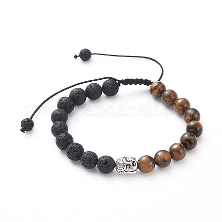 Bracelets de perles tressées en fil de nylon réglable unisexe BJEW-JB05010-04-1