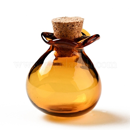 Ornamento di bottiglie di sughero in vetro a forma di borsa fortunata AJEW-A039-02C-1