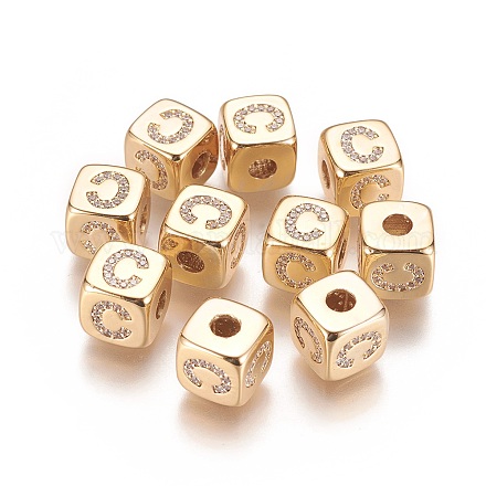 Brass Micro Pave Cubic Zirconia Beads KK-K238-16G-C-1