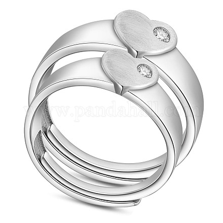 Shegrace 925 anillos de pareja ajustables de plata esterlina JR716A-1