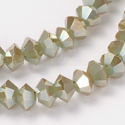 Full Rainbow Plated Faceted Bicone Glass Beads Strands EGLA-J099-FR10-1