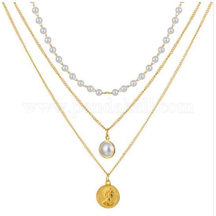 Ожерелья из сплава с подвесками из многослойной цепи для женщин WGC39CD-13-1