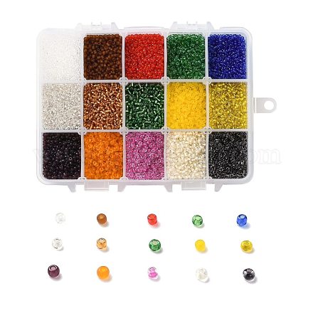 375g perles de rocaille en verre 15 couleurs SEED-JP0004-01-2mm-1