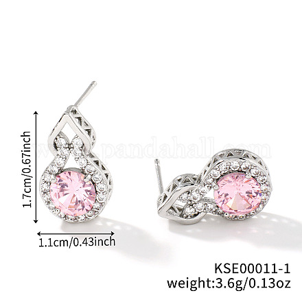 Геометрические полые серьги-гвоздики из латуни со стразами MB5666-1-1