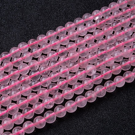 Natural rosa de hilos de abalorios de cuarzo X-G-R173-6mm-04-1