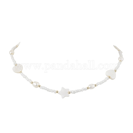 Ожерелья из стеклянных бусин в форме сердца и звезды NJEW-TA00172-1