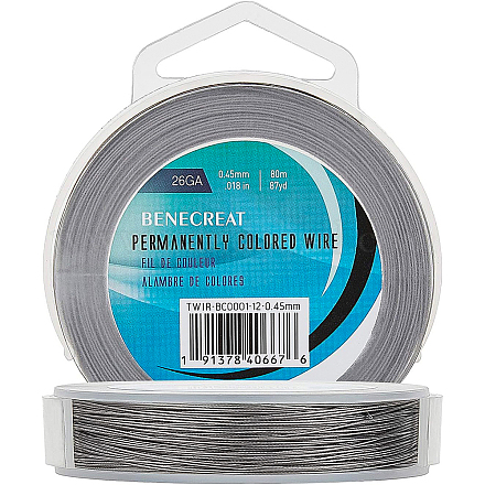 BENECREAT 80m 0.45mm 7-Strand Tiger Tail Beading Wire 201 Stainless Steel Nylon Coated Craft Jewelry Beading Wire for Crafts Jewelry Making TWIR-BC0001-12-0.45mm-1