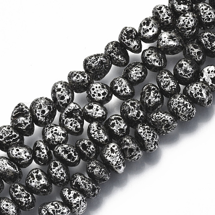 Electroplated Natural Lava Rock Beads Strands G-S352-29AS-1