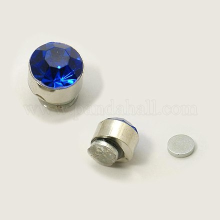 Stainless Steel Magnetic Ear Studs with Rhinestone EJEW-I054B-05-1