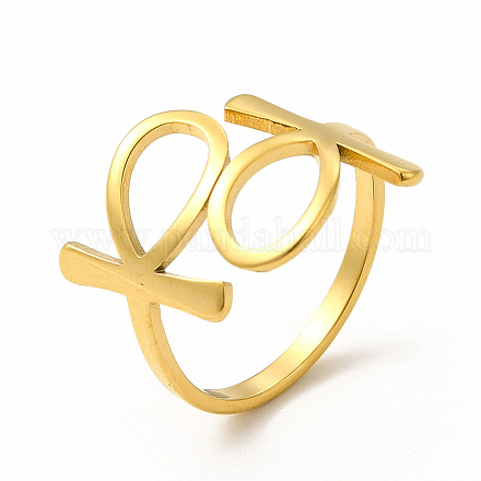 Placcatura ionica (ip) 304 anello da polso aperto da donna con segno femminile in acciaio inossidabile RJEW-B027-01G-1
