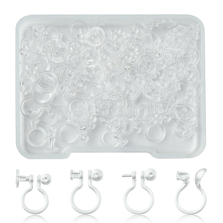 80 шт. 4 стиля фурнитуры для сережек-клипс из пластика/смолы KY-FS0001-35-1