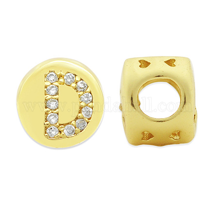 Perle di zirconi cubici trasparenti in micro pavè di ottone KK-T030-LA843-DX3-1