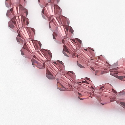 Brins de perles toupies en verre vieux rose X-GLAA-S026-05-1