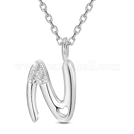 SHEGRACE Rhodium Plated 925 Sterling Silver Initial Pendant Necklaces JN910A-1