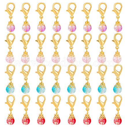 80 шт. круглые стеклянные бусины с эффектом потрескивания HJEW-PH0001-62-1