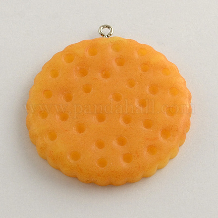 Flat Round Resin Biscuit Pendants X-RESI-S305-A01-1