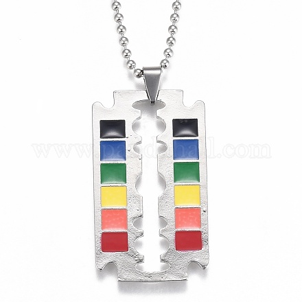 Halsketten mit Klingenanhänger aus Regenbogenlegierung NJEW-O121-02P-1