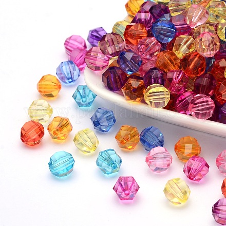 Mixed Color Transparent Acrylic Faceted Round Beads X-PL990Y-1