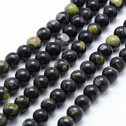 Chapelets de perles en jaspe à pois verts naturels G-P326-11-6mm-1