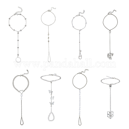 8шт. 8 стильных браслета из сплава с кольцами BJEW-FI0001-20-1