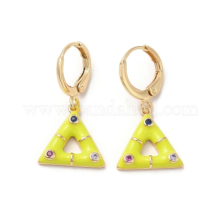 Boucles d'oreilles triangle en laiton plaqué or véritable 18 carats EJEW-L268-030G-02-1
