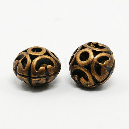 Perles en filigrane de style tibétain X-TIBEB-LF1693YKG-R-FF-1