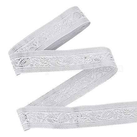 Жаккардовая цветочная лента из полиэстера длиной 7.5 ярд. OCOR-WH0088-84F-1